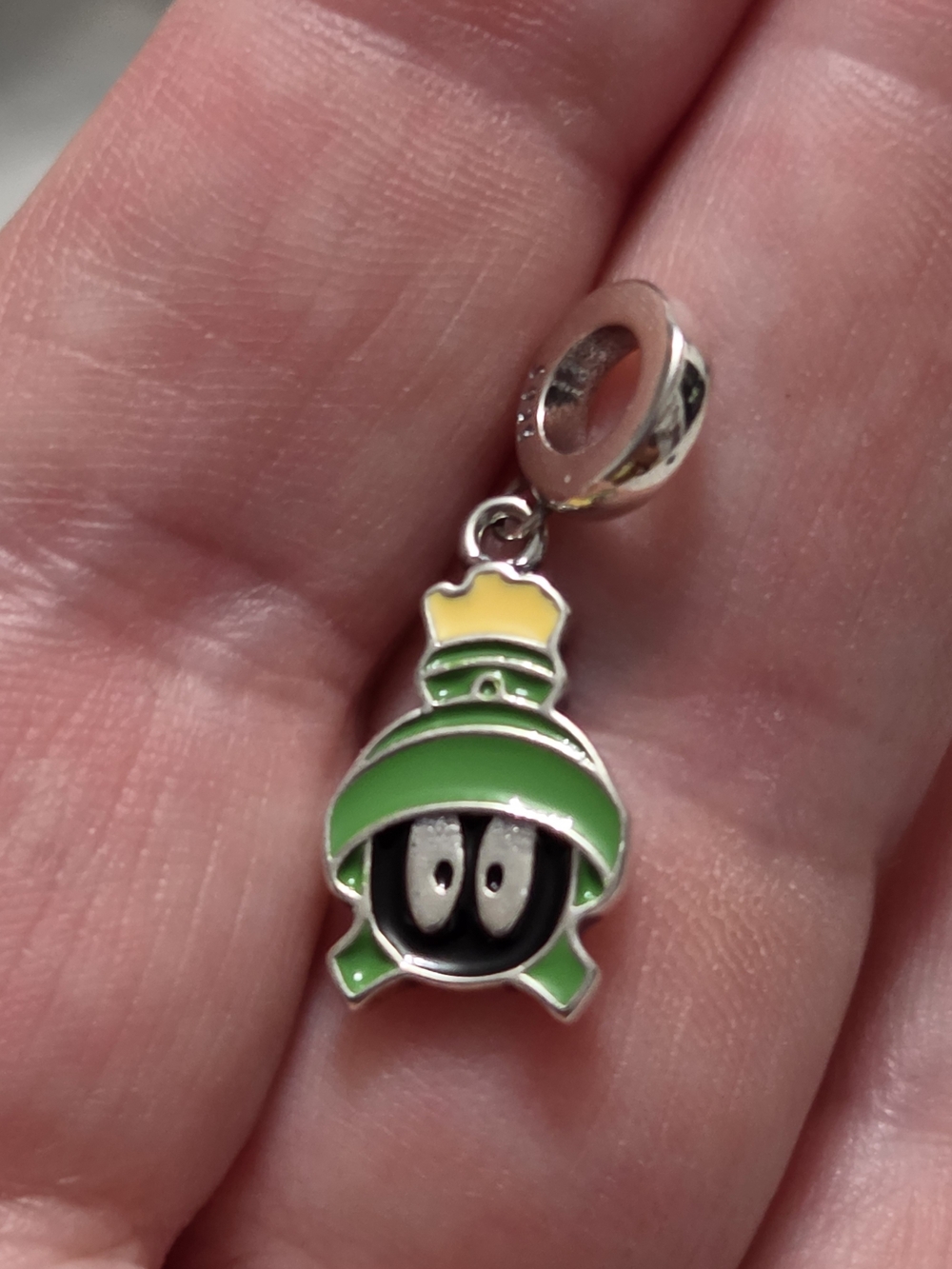 Marvin the Martian Dangle Charm Green & 925 Sterling Silver